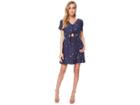 J.o.a. Button Up Dress With Cut Out Waist And Tie Detail (navy) Women's Dress