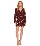 1.state Long Sleeve V-neck Ruffle Sleeve Romper (deep Claret) Women's Jumpsuit & Rompers One Piece