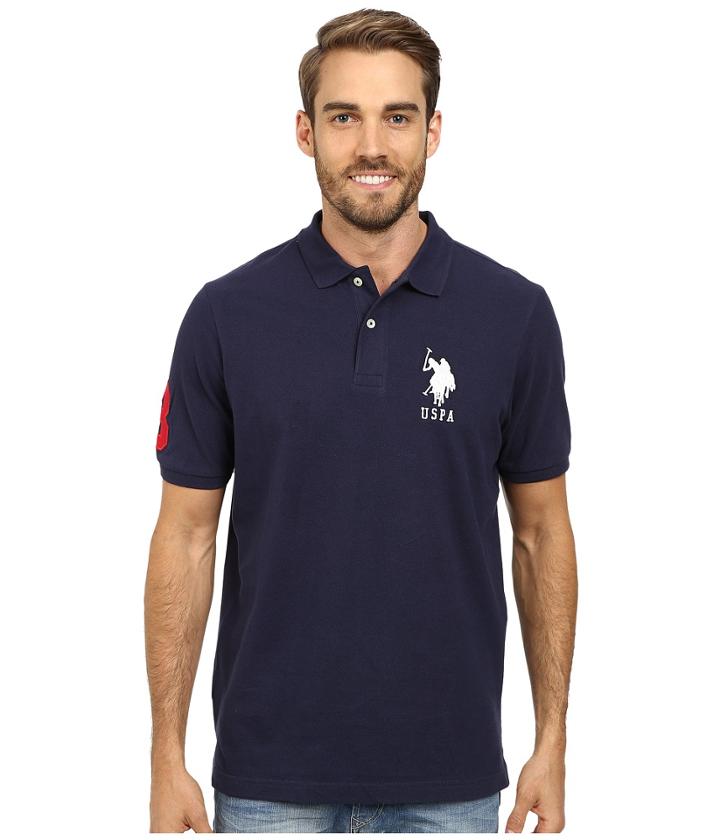U.s. Polo Assn. Solid Pique Polo (classic Navy/white) Men's Short Sleeve Pullover