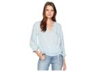 Two By Vince Camuto Long Sleeve Side Tie Faux Wrap Front Blouse (lake Breeze) Women's Blouse