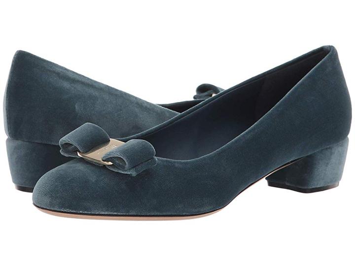 Salvatore Ferragamo Vara V (new Steel Blue Velluto Giul) Women's 1-2 Inch Heel Shoes
