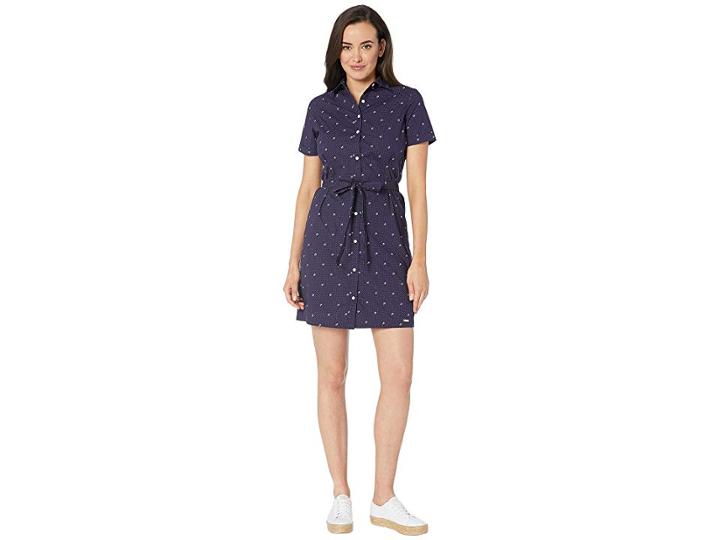 U.s. Polo Assn. Dot Pleated Dress (evening Blue) Women's Dress