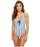 Splendid Tie-dye Stripe One-piece (blue) Women's Swimsuits One Piece