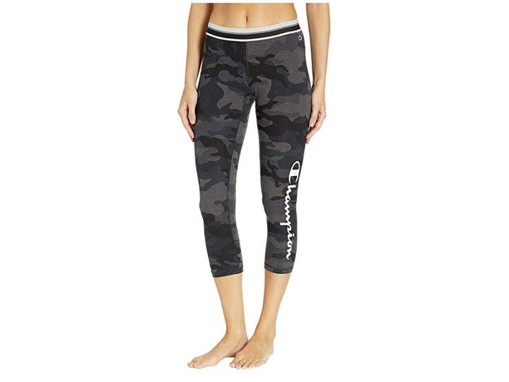 Champion Authentic Printed Capri W/ Graphic (textured Camo Black) Women's Casual Pants