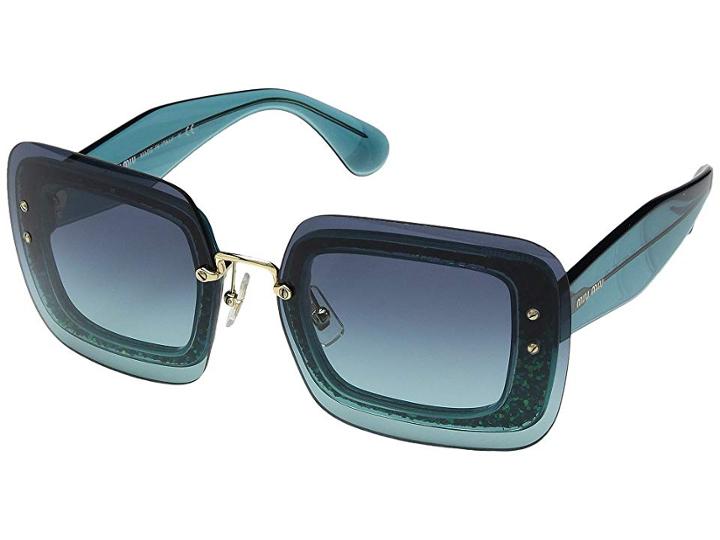 Miu Miu 0mu 01rs (turquoise Glitter/azure Gradient/dark Blue) Fashion Sunglasses