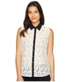 Tommy Hilfiger Sleeveless Lace Pullover Top (ivory/black) Women's Sleeveless