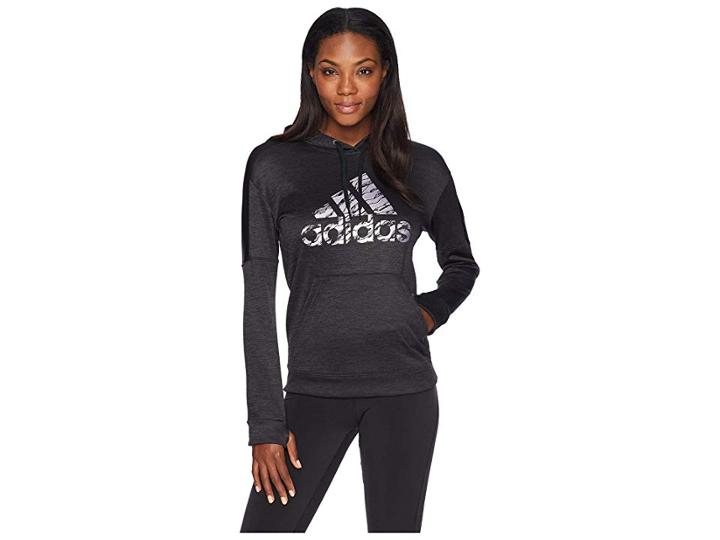 Adidas Badge Of Sport Camo Print Hoodie (black Melange) Women's Sweatshirt