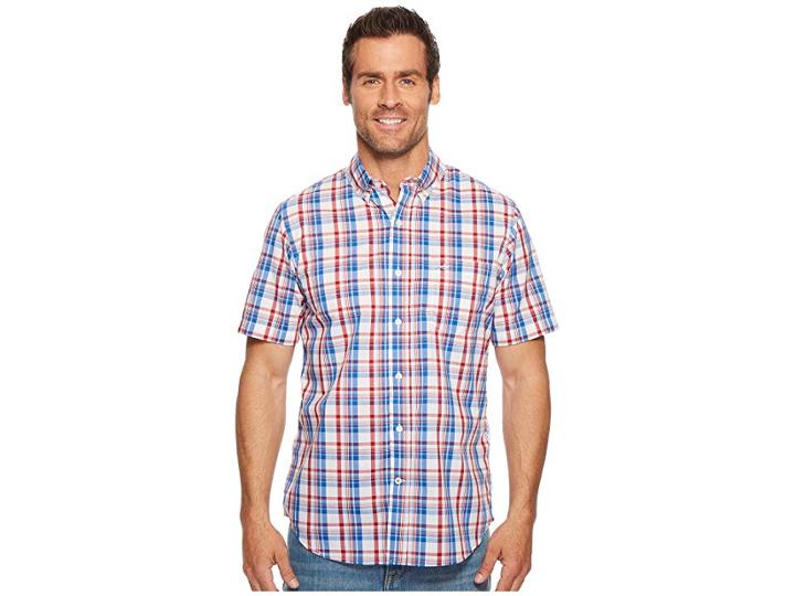 Dockers Short Sleeve Comfort Stretch Woven Shirt (rio Red) Men's Clothing