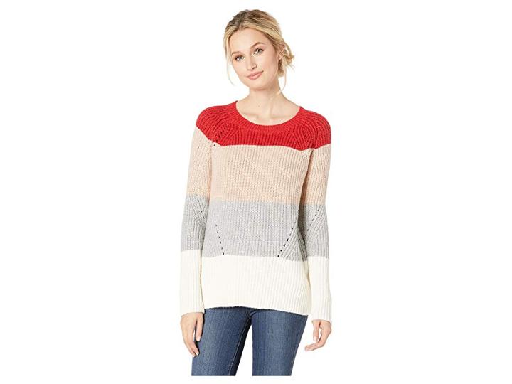 Lucky Brand Crew Neck Pointelle Sweater (multi) Women's Sweater