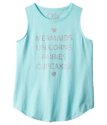Chaser Kids Vintage Jersey Mermaids Unicorns Tank Top (little Kids/big Kids) (breezy) Girl's Sleeveless