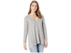 Nally & Millie Rounded Vneck Tunic With Shirred Back (heather Grey) Women's Sweater
