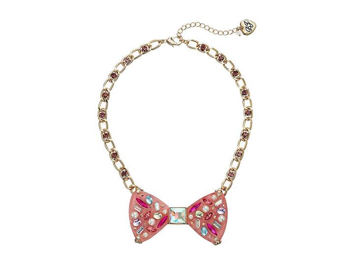 Betsey Johnson Bow Pendant Necklace (pink) Necklace