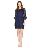Sangria Lace Shift Dress With Flare Sleeves (navy) Women's Dress