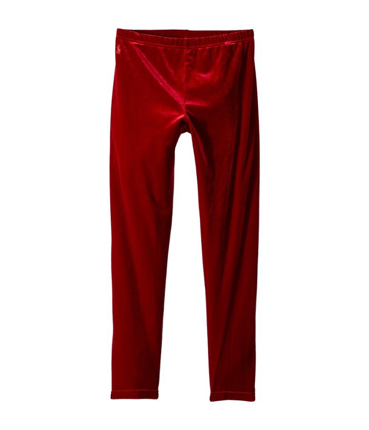 Polo Ralph Lauren Kids Stretch Velvet Leggings (little Kids/big Kids) (holiday Red) Girl's Casual Pants