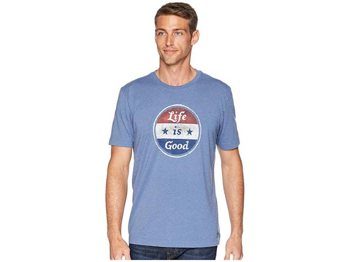 Life Is Good Americana Coin Crusher Tee (heather Vintage Blue) Men's T Shirt