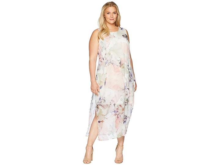 Vince Camuto Specialty Size Plus Size Sleeveless Diffused Blooms Knit Underlay Dress (new Ivory) Women's Dress