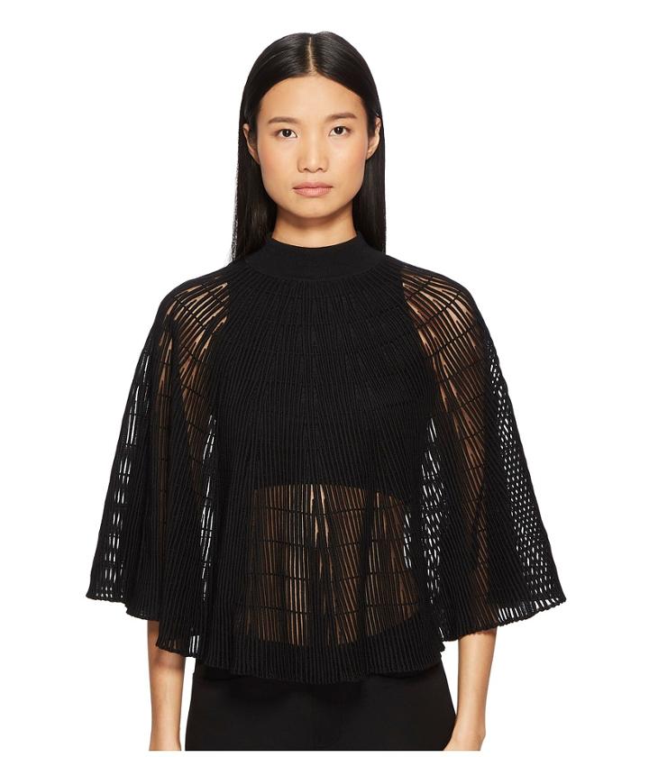 Sonia Rykiel Shell Pleats Zigzag Cape (black) Women's Clothing