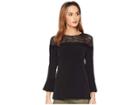 Michael Michael Kors 3/4 Sleeve Lace Yoke Top (black) Women's Clothing