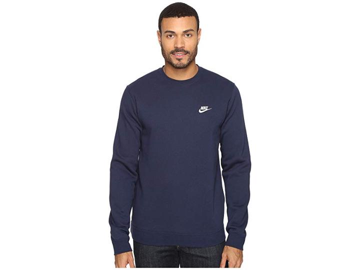Nike Club Fleece Pullover Crew (obsidian/white) Men's Fleece