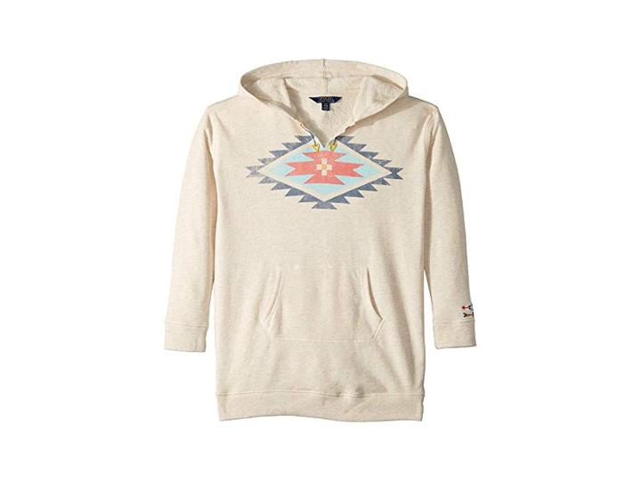 Polo Ralph Lauren Kids Cotton-blend Graphic Hoodie (little Kids/big Kids) (oatmeal Heather) Girl's Sweatshirt
