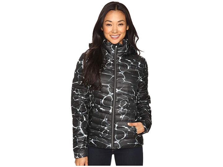 Spyder Timeless Hoodie Down Jacket (waves Black/black) Women's Coat