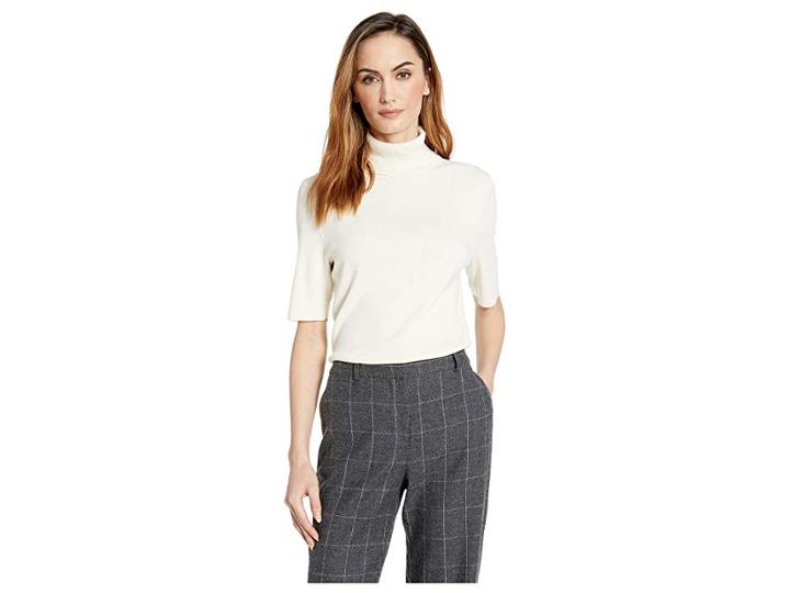 Anne Klein 1/2 Sleeve Turtleneck (anne White) Women's Clothing