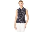 Tommy Hilfiger Floral Print Button Down Sleeveless Knit Top (midnight/scarlet) Women's Clothing