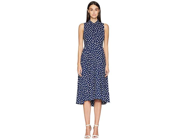 Kate Spade New York Cloud Dot Midi Dress (french Navy/fresh White) Women's Dress