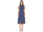 Kate Spade New York Cloud Dot Midi Dress (french Navy/fresh White) Women's Dress