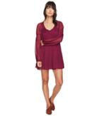 Free People Lini Smocked Mini Dress (wine) Women's Dress