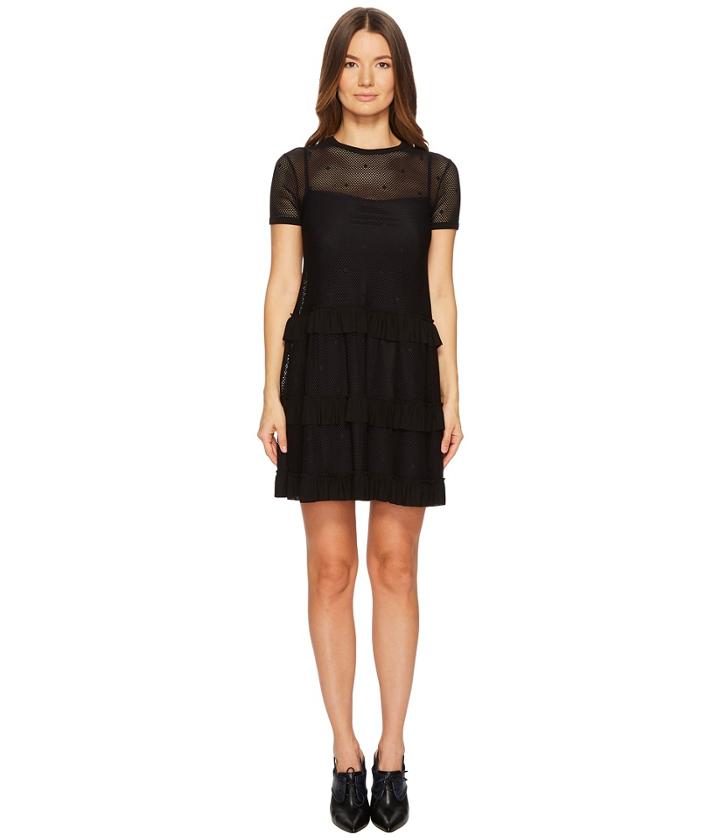 Red Valentino Jersey Mesh Dress (black) Women's Dress