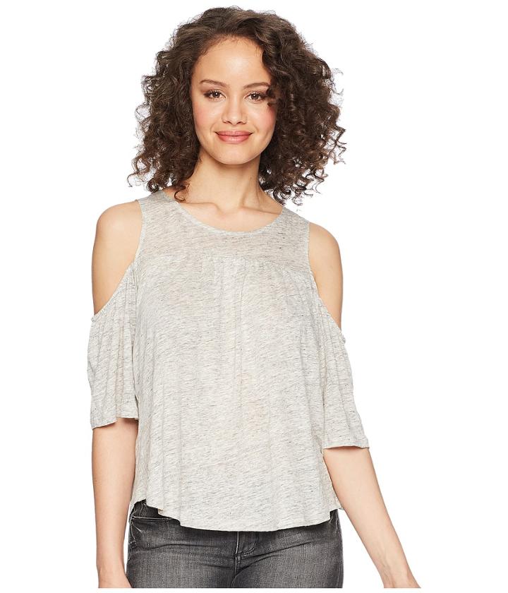 Bb Dakota Oliana Cold Shoulder Knit Top (light Heather Grey) Women's Clothing