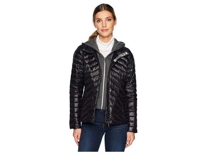 Tommy Hilfiger Iconic Puffer W/ Hood Vestie (black) Women's Coat