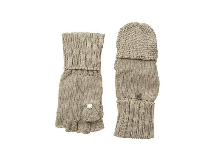 Calvin Klein Lurex Textured Flip Top Gloves (heathered Almond) Extreme Cold Weather Gloves