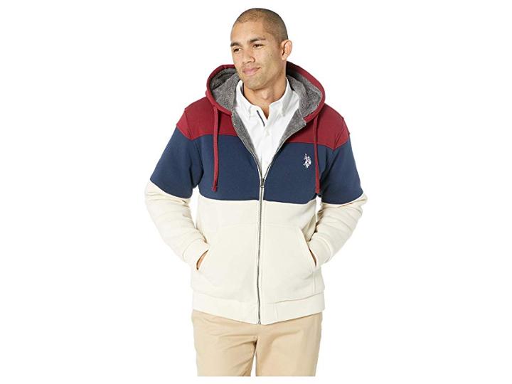 U.s. Polo Assn. Color Block Lined Fleece (university Red) Men's Fleece