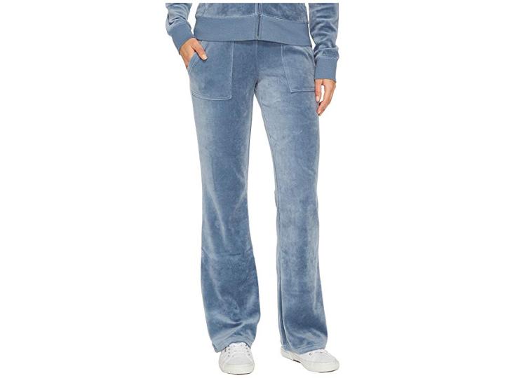 Juicy Couture Del Rey Velour Pants (dusty Navy) Women's Casual Pants