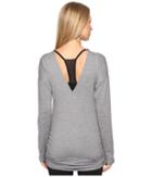 Lucy Manifest Long Sleeve Tunic (silver Filigree Micro Stripe) Women's Long Sleeve Pullover