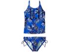 Hobie Kids Sahara Palms Ruffle Tankini Adjustable Hipster Set (big Kids) (cobalt) Girl's Swimwear Sets