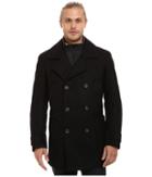 Marc New York By Andrew Marc Mulberry Pressed Wool Peacoat W/ Removable Quilted Bib (black) Men's Coat