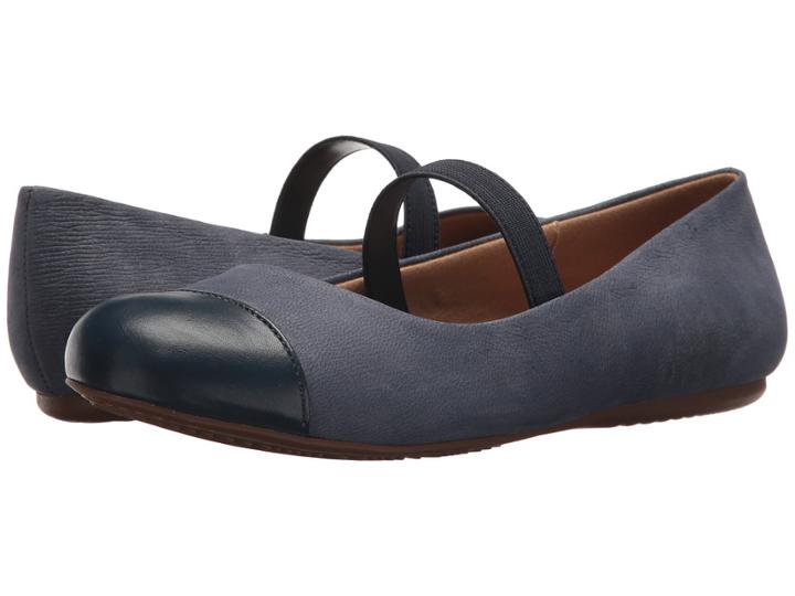 Softwalk Napa Mj (denim Jeans/dark Blue Soft Leather/smooth Pu) Women's Flat Shoes