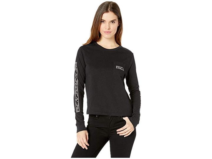 Rvca Reflector Long Sleeve Tee (black) Women's T Shirt