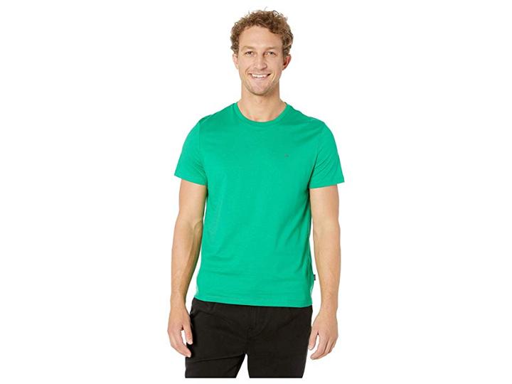 Calvin Klein Short Sleeve Jersey Rib Trimmed Crew Neck T-shirt (jelly Bean) Men's Clothing