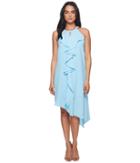 Adrianna Papell Double Ruffle Gauzy Crepe Dress (azure Mist) Women's Dress