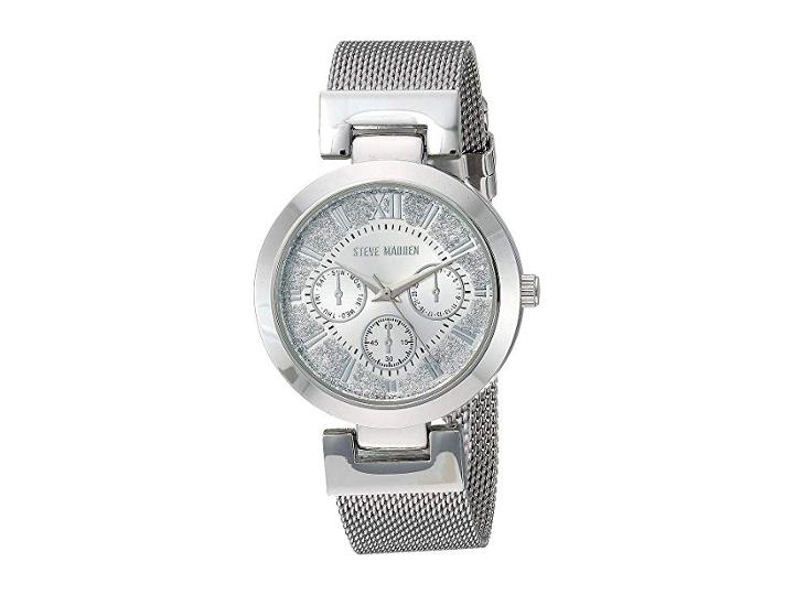 Steve Madden Multifunction Dial Ladies Alloy Band Watch Smw181 (silver) Watches