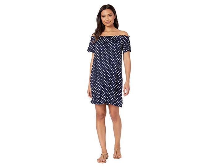 Bobeau Surplus Sleeveless Dress (blue/white Print) Women's Dress
