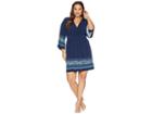 Michael Michael Kors Plus Size Printed Deep Vee Dress (true Navy/radiant Blue) Women's Dress