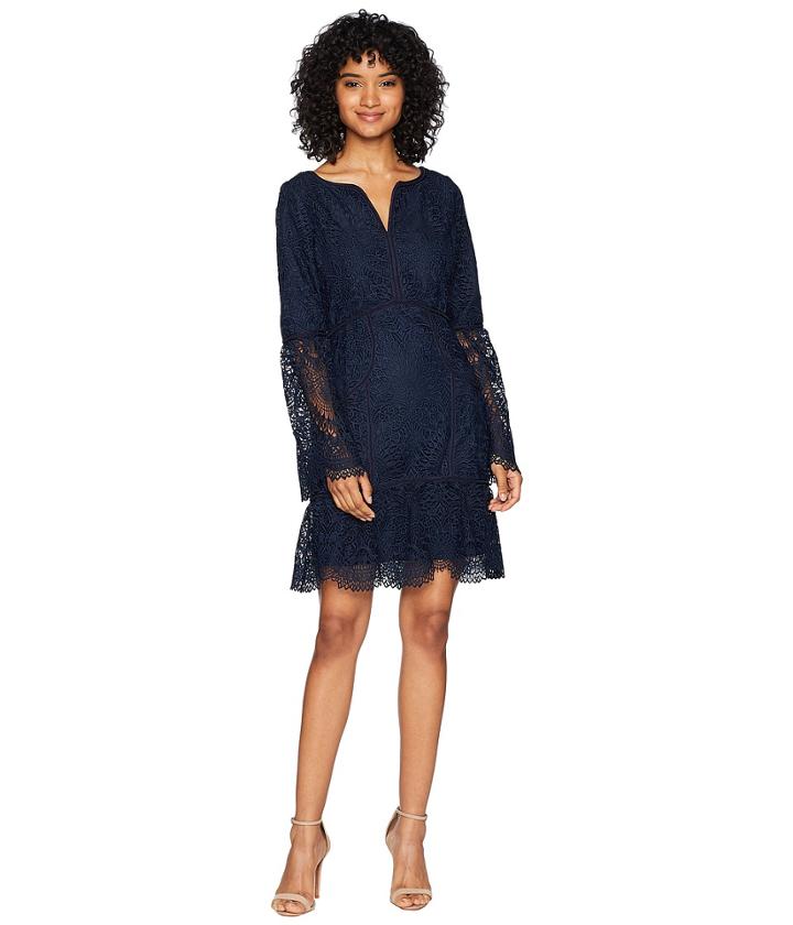 Juicy Couture Tulsa Guipure Lace Bell Sleeve Dress (regal) Women's Dress