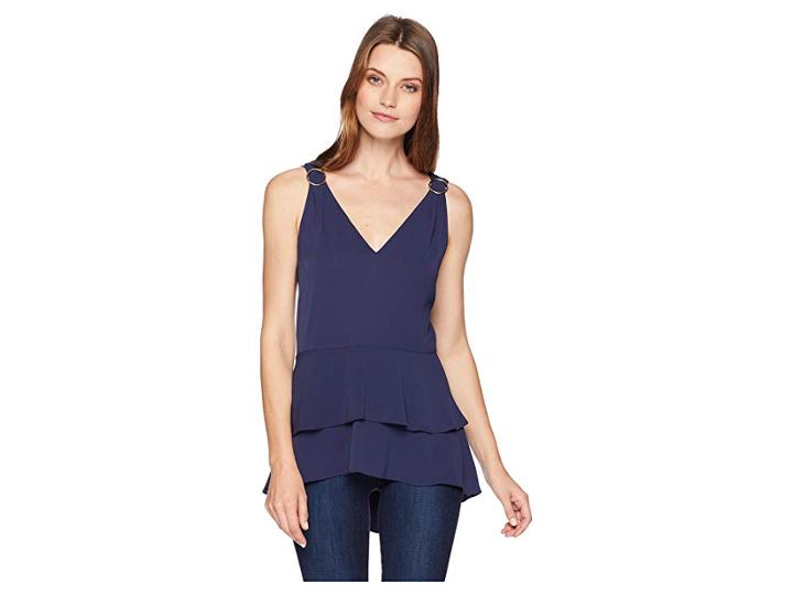 Michael Michael Kors Peplum With Ring Top (true Navy) Women's Clothing