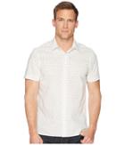 Perry Ellis Short Sleeve Slashed Dot Shirt (bright White) Men's Clothing