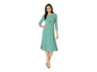 Donna Morgan Geo Printed Midi Jersey Dress (kelly Green/lilac Multi) Women's Dress